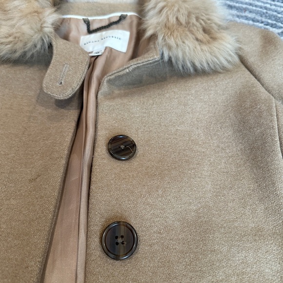 Banana Republic Wool Coat with Real Fur Collar XSP - Picture 3 of 16